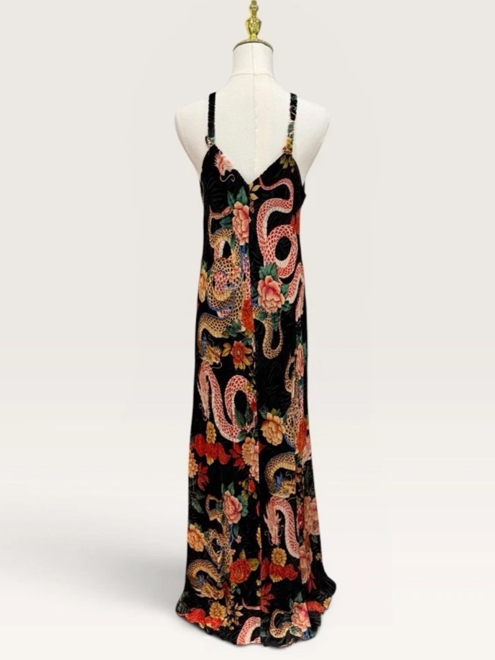 Johnny Was Small Kanako-Levi Bias Cut Burnout Maxi Dress NWT $400 Dragon Floral - Picture 7 of 13
